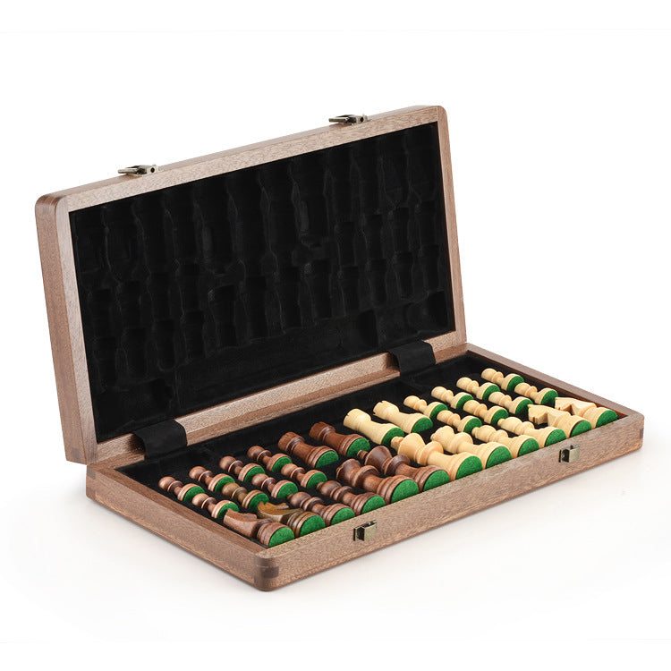 High-Quality Walnut Chess And Checkers Children&#39;s Solid Wood Folding Chess Box