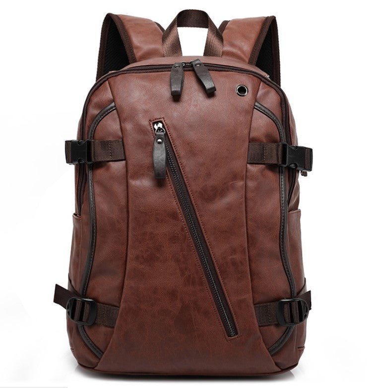 New Men&#39;s Backpack Fashion Style Leather Middle School Bag Men&#39;s Bag