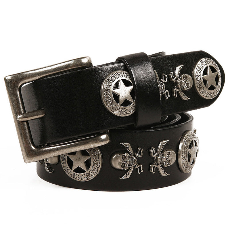 Unisex Men&#39;s And Women&#39;s Leather Belt With Rivets