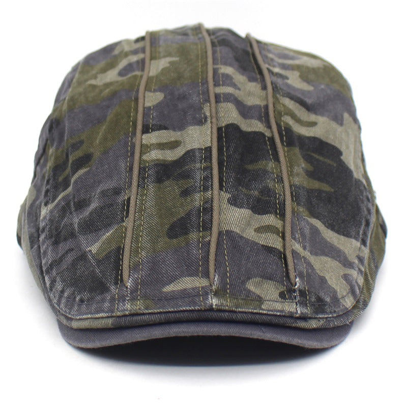 Men&#39;s Camouflage Washed Cotton Flat Brim Beret