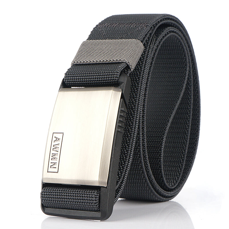 Automatic buckle elastic canvas belt
