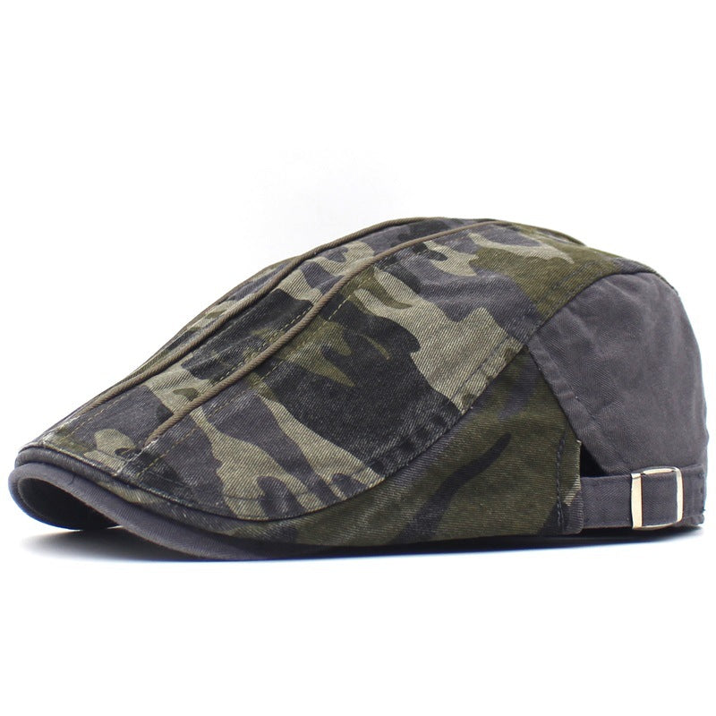 Men&#39;s Camouflage Washed Cotton Flat Brim Beret