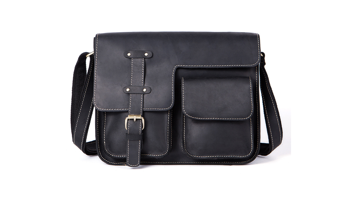 Retro Crazy Horse Leather Men&#39;s Crossbody Shoulder Crossbody Bag