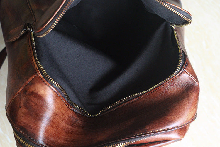 Vintage Rubbed Color Handmade Top Layer Leather Travel Bag