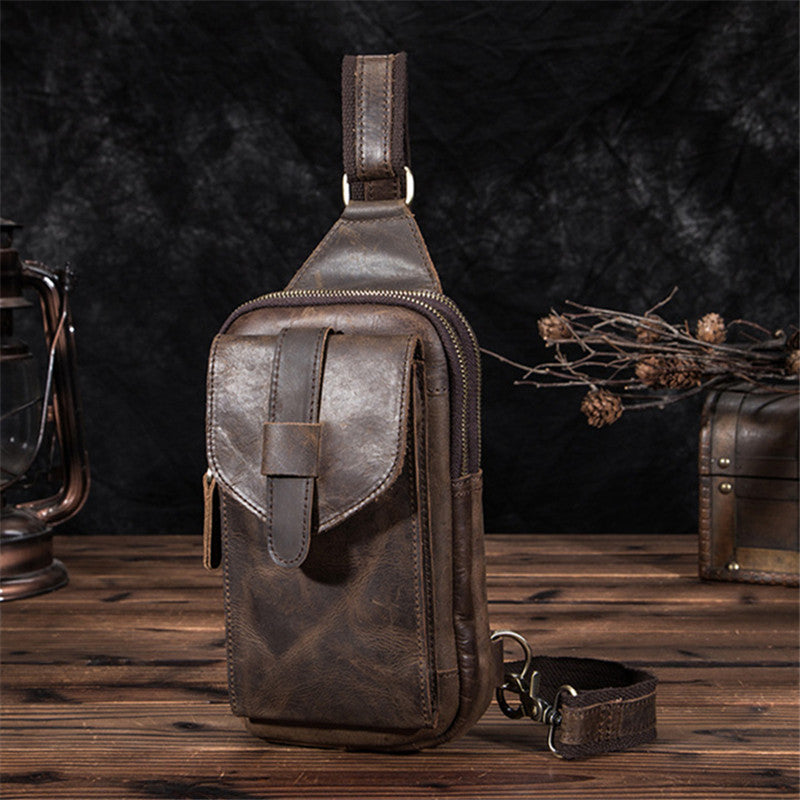 Chest bag double compartment large capacity men&#39;s bag