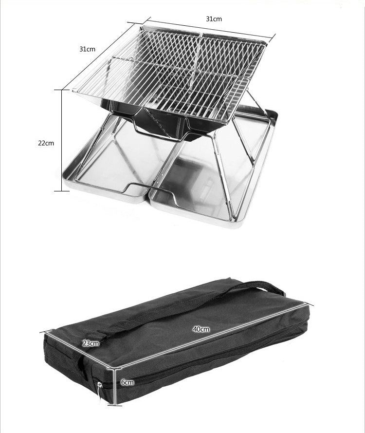 Stainless Steel 3-4 People Picnic Portable Foldable Barbecue Grill