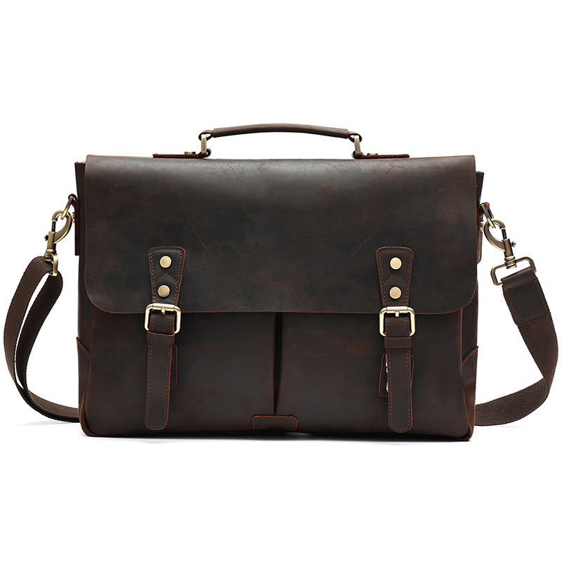 Genuine Leather Men&#39;s Messenger Crossbody Bag