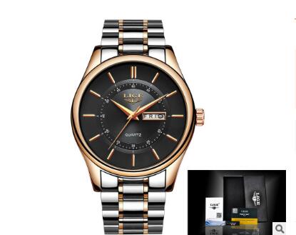 Fashion trend business waterproof steel belt watch men&#39;s multi-function luminous