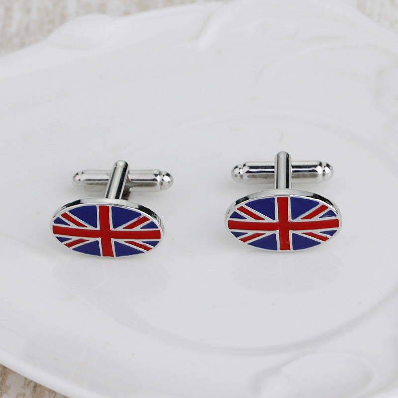 British Flag Geometric Fashion Men&#39;s French Shirt Cufflinks