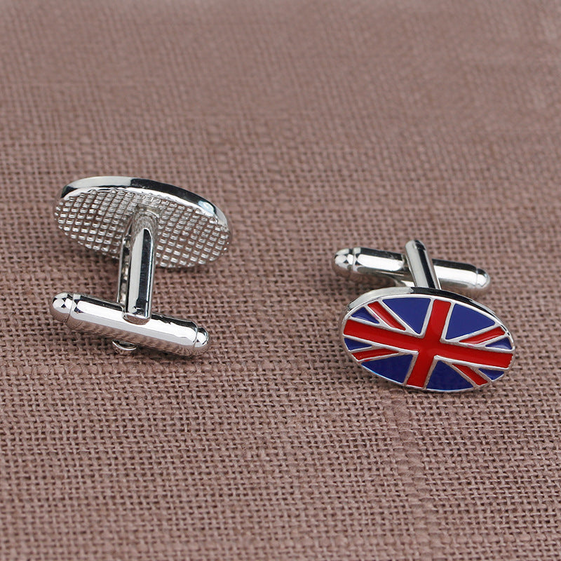 British Flag Geometric Fashion Men&#39;s French Shirt Cufflinks