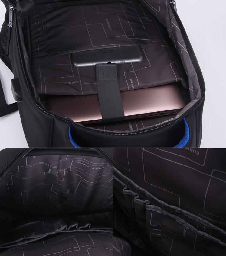 new men&#39;s computer backpack, USB backpack, hard shell travel bag, student bag light customization