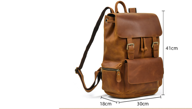Men&#39;s Retro Casual Crazy Horse Leather Retro Ladies Backpack