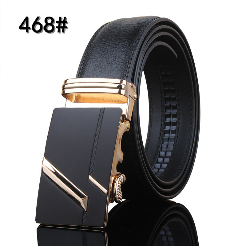 Men&#39;s belt leather automatic buckle Leopard pure leather belt