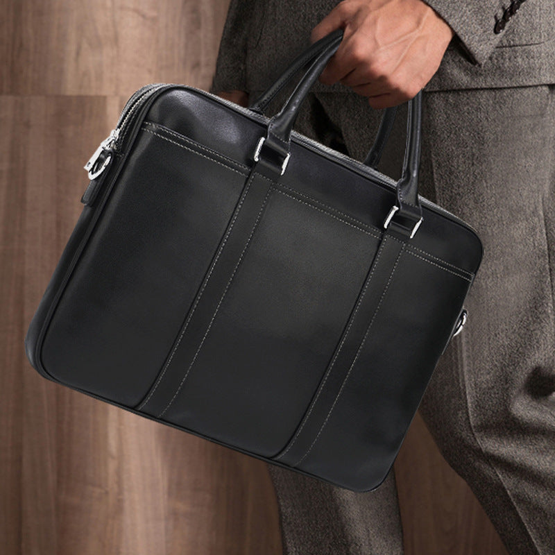Men&#39;s leather portable briefcase file package