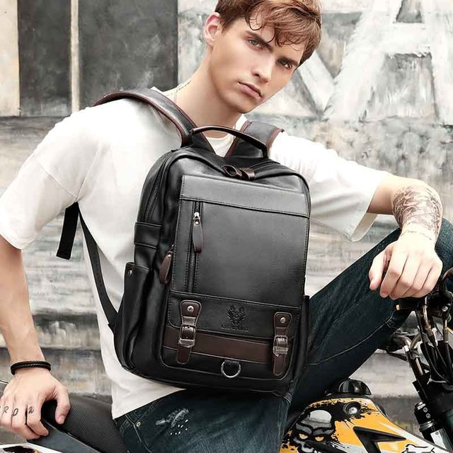 Men&#39;s Travel Leather Computer Backpack