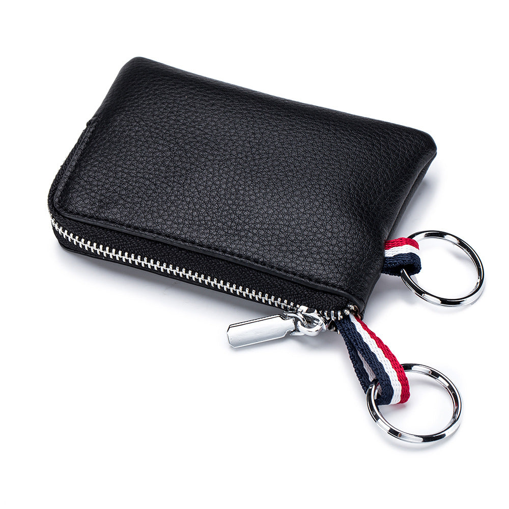 Men&#39;s Coin Purse European And American Leather Mini Wallet Soft Leather Zip Coin Driving License Key Case Card Holder Ultra-thin