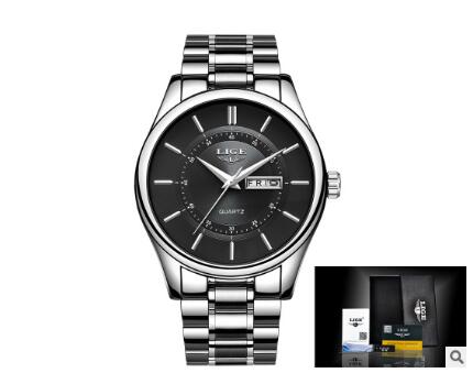 Fashion trend business waterproof steel belt watch men&#39;s multi-function luminous