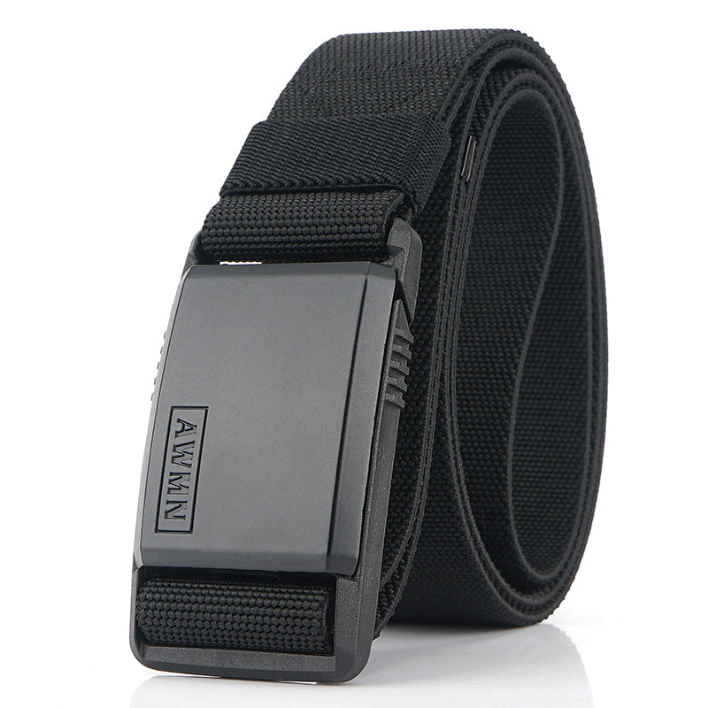 Automatic buckle elastic canvas belt