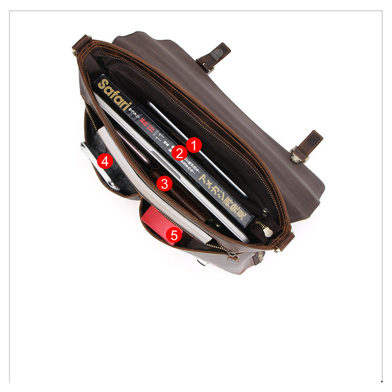 Leather men&#39;s business briefcase