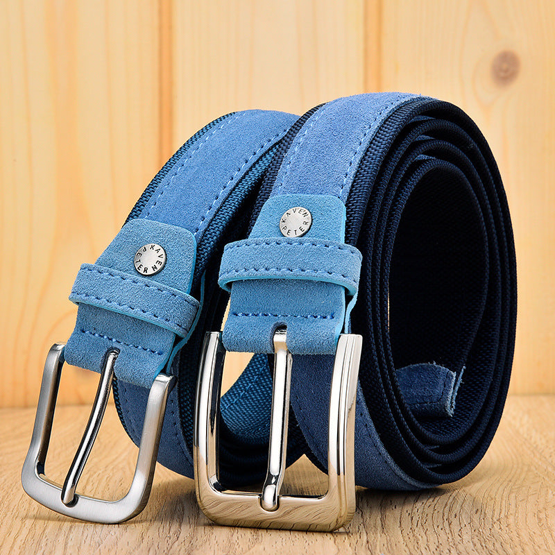 Suede Leather Buckle Oxford Cloth Men&#39;s Belt