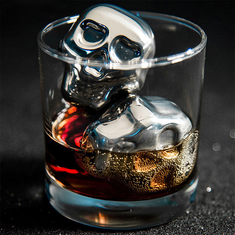 Stainless Steel Skull Ice Cube Cooling Beer Whisky Wine Cocktail Rock Cooler Stones Sipping Chillers Bar Tool