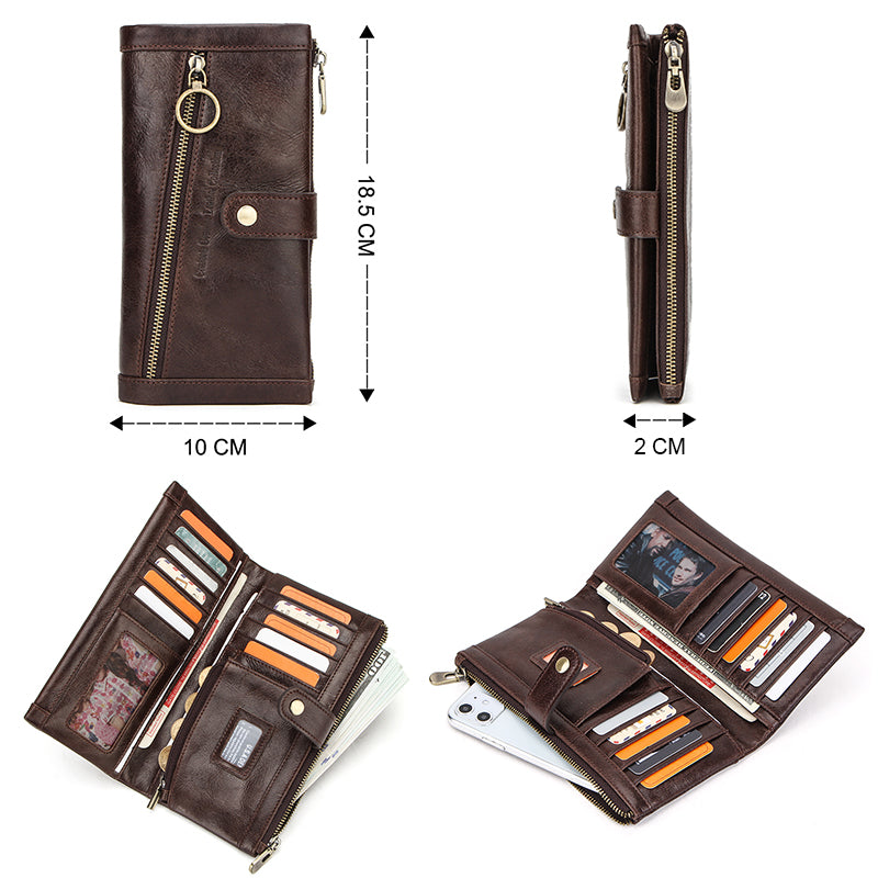 Leather Men&#39;s Wallet Multifunctional Long