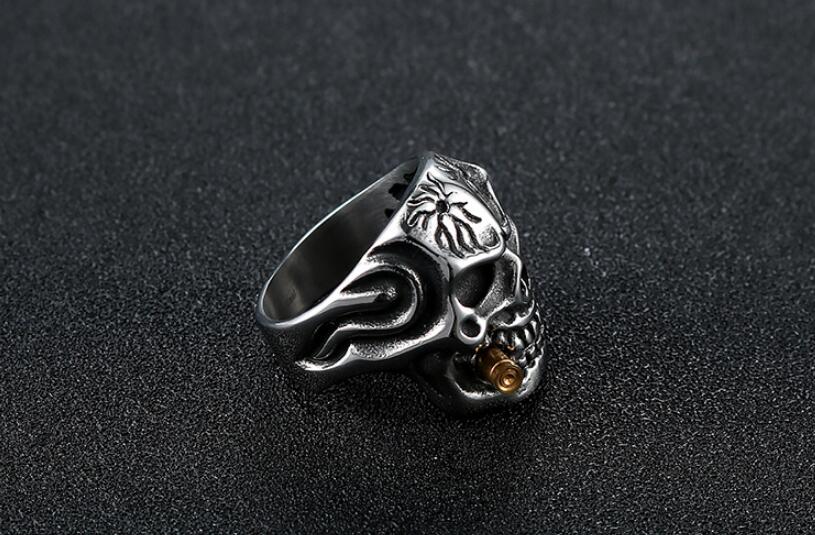 Skull Steel Ring Personalized Punk Men&#39;s Ring Jewelry