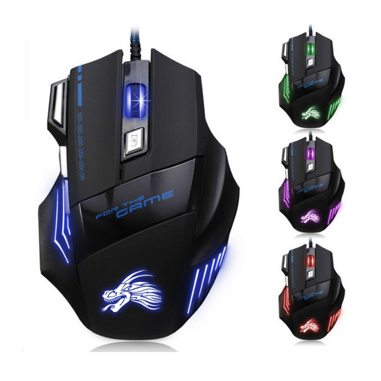 Bingdian Cross-border Supply New Factory Wholesale 7-key Colorful Breathing Light Backlit E-sports Gaming Mouse For PlayerUnknown&#39;s Battlegrounds