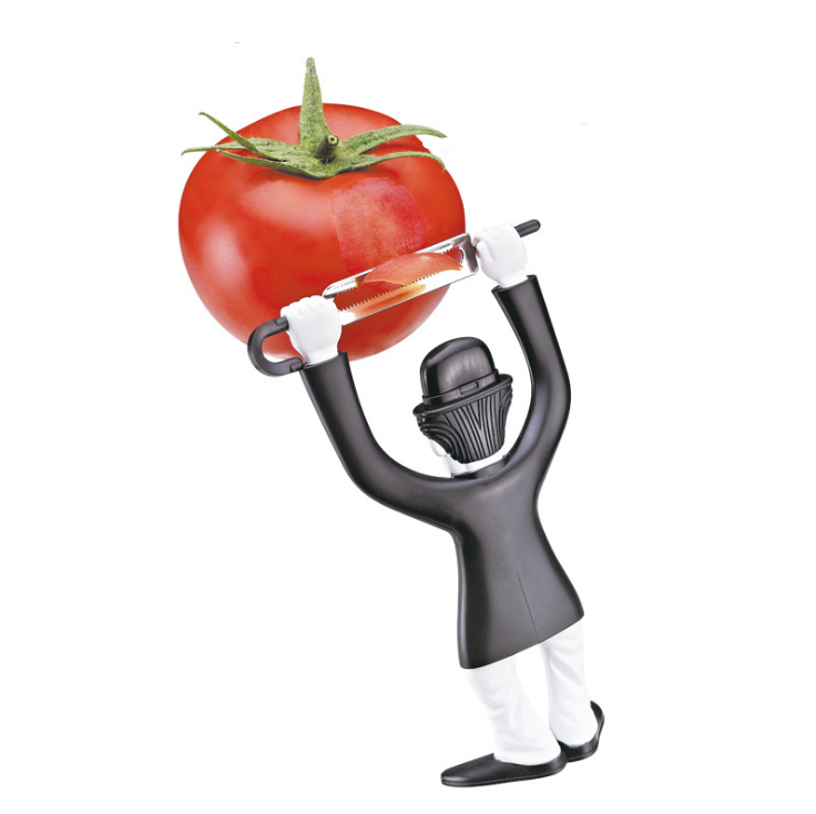 Handheld Fruit Vegetable Peeler Creative Plastic Character Standing Stainless Steel Slicer