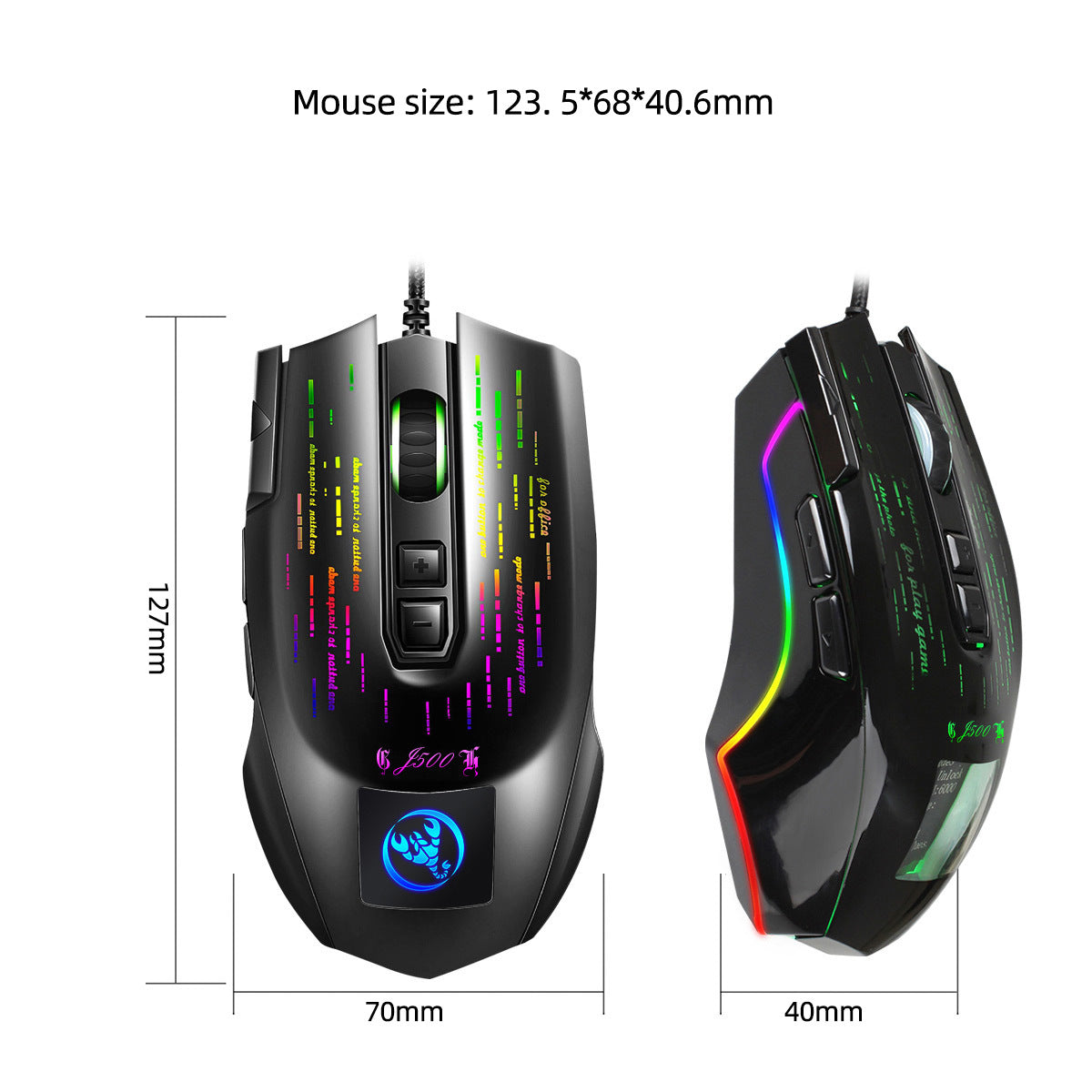 Multi-language Display Gaming Wired Macro Mouse