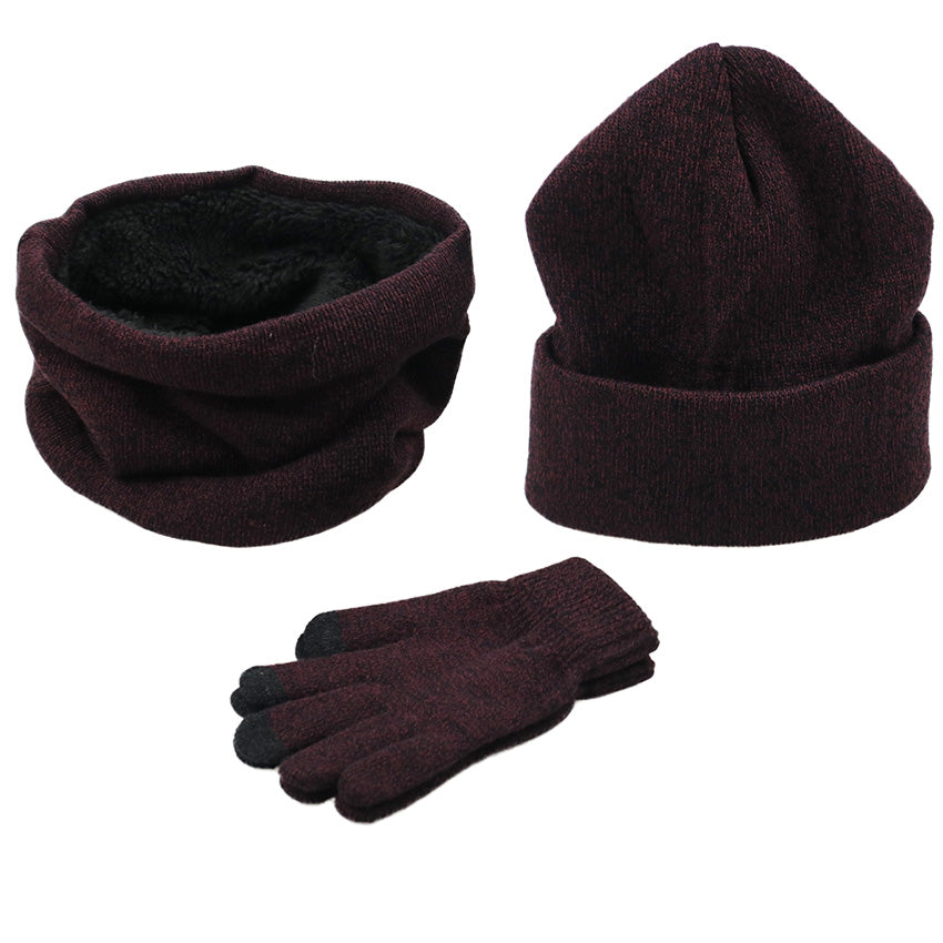 Winter men&#39;s hats, scarves, gloves, suits, fashion knitting and velvet hats, scarves, kits, men&#39;s 3 pieces/sets