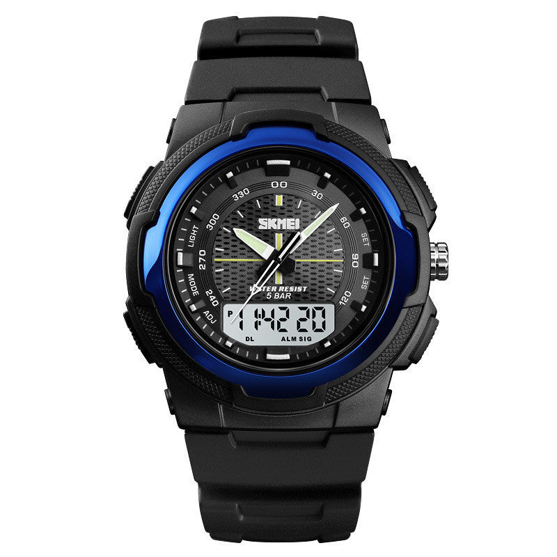 Men&#39;s Electronic Double Display Rubber Watch