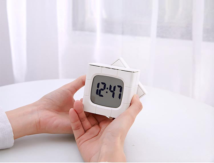 USB Charging Voice Control Alarm Clock Creative Time Rubik&#39;s Cube Model Crafts Home LED Eye Care Night Light Cartoon For Home