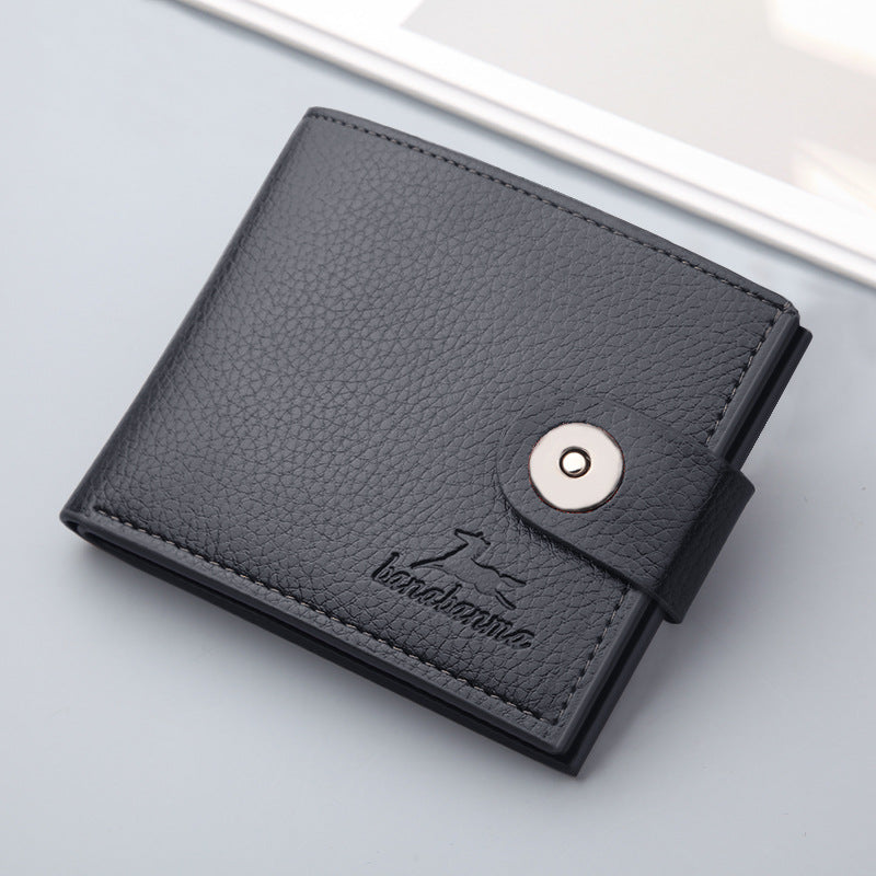 Men&#39;s wallet with a retro short clasp