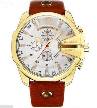 Fashionable Large Dial Decorated Three-eye Men&#39;s Watch