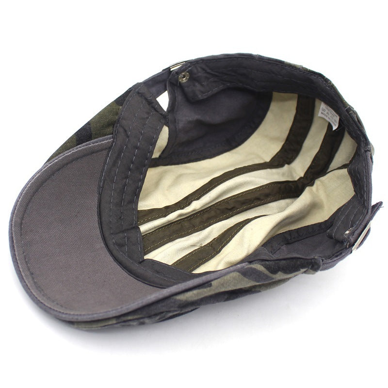 Men&#39;s Camouflage Washed Cotton Flat Brim Beret