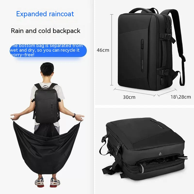 Backpack Men&#39;S Backpack Emergency Raincoat Large Capacity Business Trip 17 Inch Laptop Bag