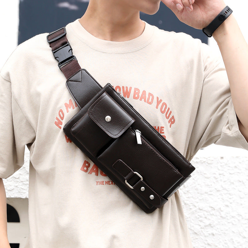 Men&#39;s Belt Bag Classic Solid Color PU Leather Waist Bag Outdoor Leisure Travel Fanny Pack Purse