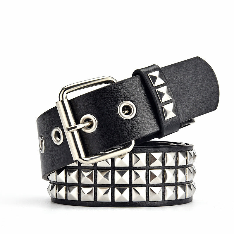 Men&#39;s Punk Belt Pyramid Rivet Belt Catch Beads