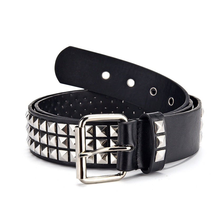 Men&#39;s Punk Belt Pyramid Rivet Belt Catch Beads