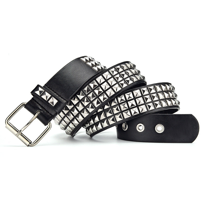 Men&#39;s Punk Belt Pyramid Rivet Belt Catch Beads