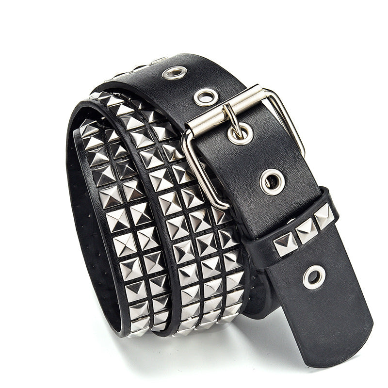Men&#39;s Punk Belt Pyramid Rivet Belt Catch Beads
