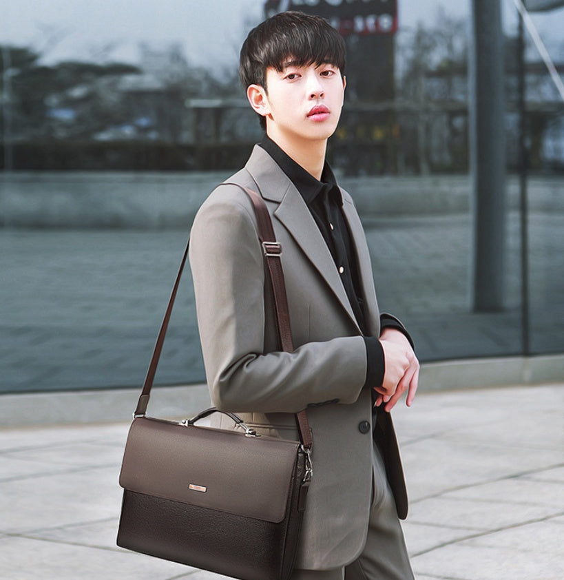 Men&#39;s Bag Horizontal Handbag Large Capacity Business Briefcase