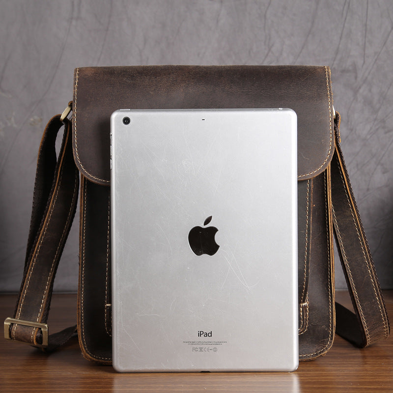 Men&#39;s Retro Leather Mad Horse One Shoulder Bag Messenger Bag