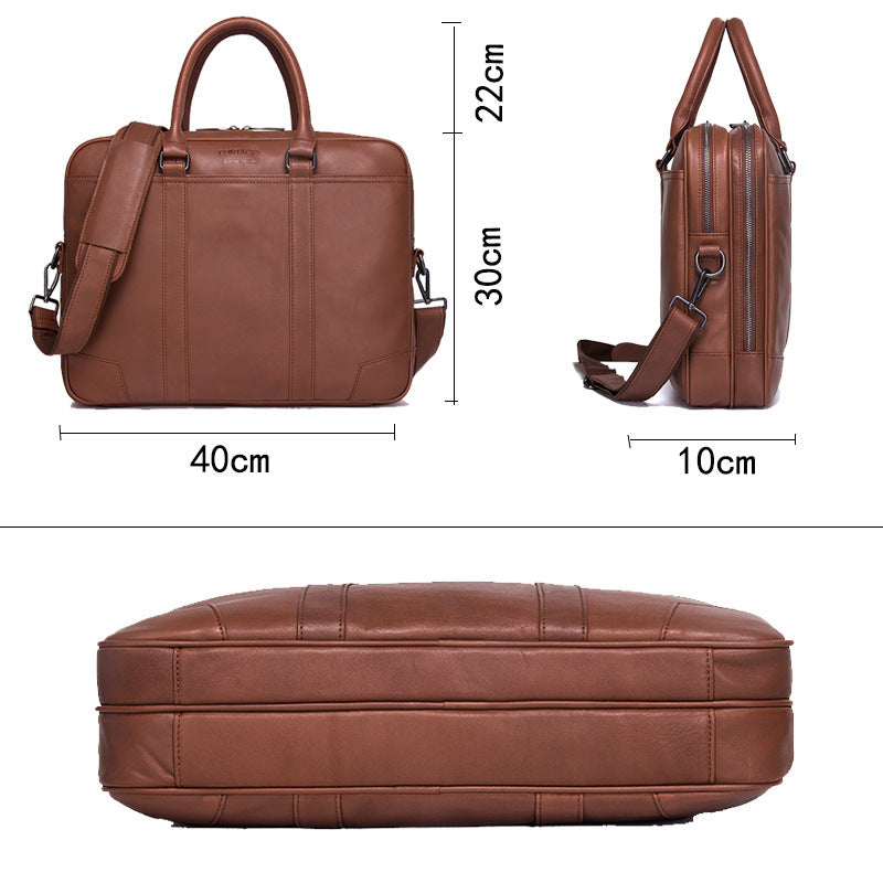 Leather Men&#39;s Business Briefcase Multifunctional