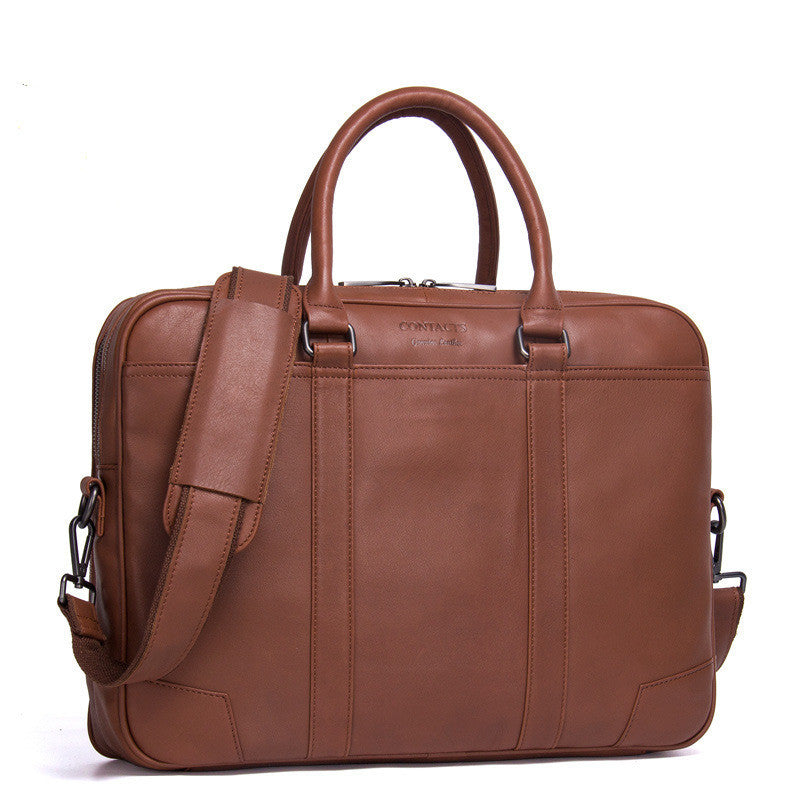 Leather Men&#39;s Business Briefcase Multifunctional