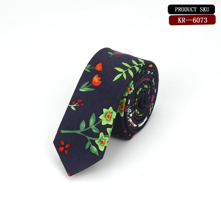 Korean Version Cotton And Linen Pattern Groom&#39;s Wedding Tie