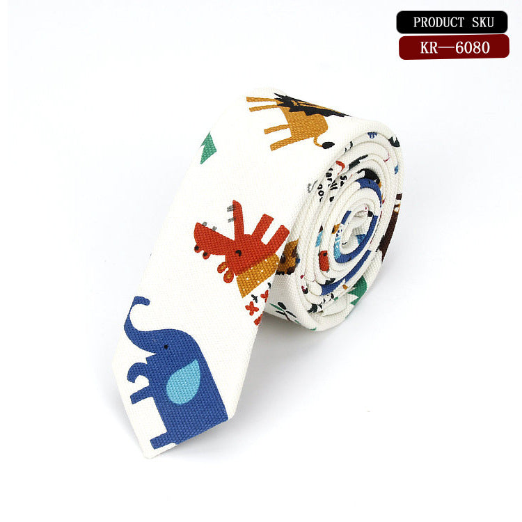Korean Version Cotton And Linen Pattern Groom&#39;s Wedding Tie