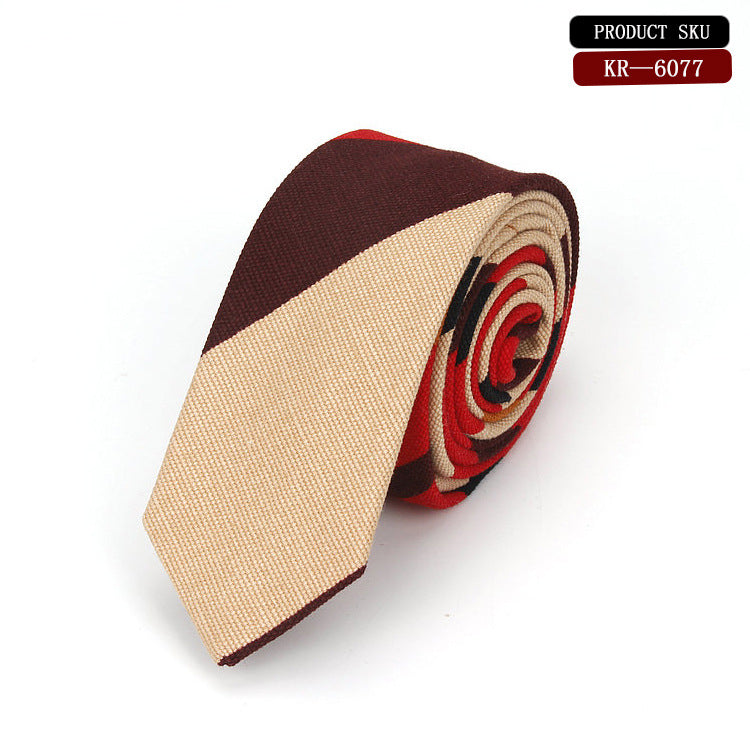 Korean Version Cotton And Linen Pattern Groom&#39;s Wedding Tie