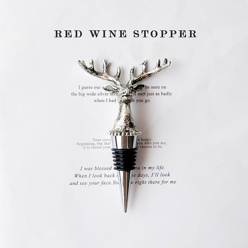 Retro European Palace Style Three-dimensional Deer Head High-end Creative Wine Stopper